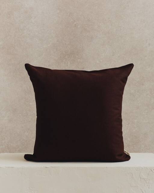 Square Plain Linen Cushion Cover in Espresso Brown - image 1
