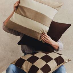 Square Plain Linen Cushion Cover in Espresso Brown - thumbnail 4