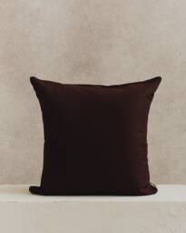 Square Plain Linen Cushion Cover in Espresso Brown - thumbnail 1