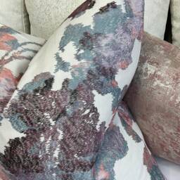 Embroidered Floral Cushion Cover, John Lewis Fabric Pillow, Plum Mauve Teal Decor, Handmade Throw Pillow Uk, Botanical Sofa Cover - thumbnail 2