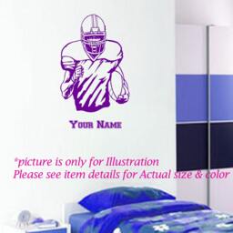 Personalized American Football Player Wall Decal, Sports Room Decor - thumbnail 2