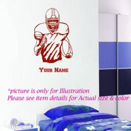 Personalized American Football Player Wall Decal, Sports Room Decor - thumbnail 3