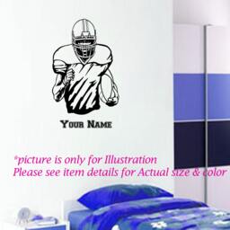 Personalized American Football Player Wall Decal, Sports Room Decor - thumbnail 1