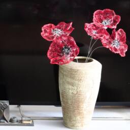Red Poppy Flowers Bouquet Metal Wall Art Ooak - thumbnail 3