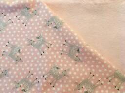 Pink Deer Flannel Baby Blanket Reversible Woodland Bedding - thumbnail 1