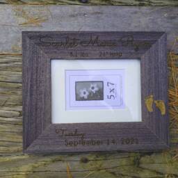 Personalized Barnwood Picture Frame - Hand Engraved Veteran Gift - thumbnail 3