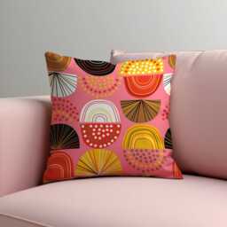 Bold Geometric Cushion Cover, Colorful Half Circles & Dots Pillow Modern & Retro Home Decor, Abstract Living Room Decoration - thumbnail 3
