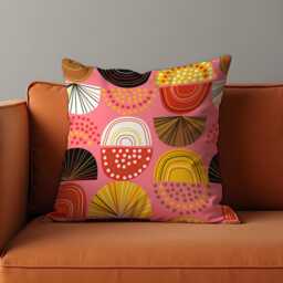 Bold Geometric Cushion Cover, Colorful Half Circles & Dots Pillow Modern & Retro Home Decor, Abstract Living Room Decoration