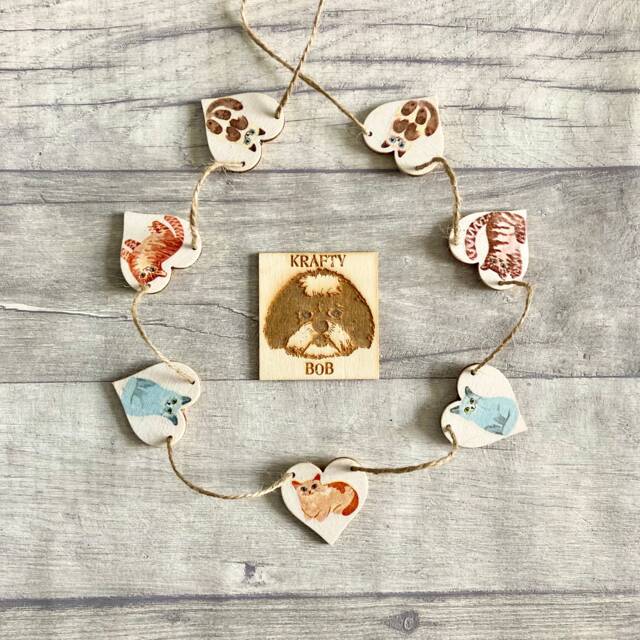 Cat Garland, Kitty Bunting, Wooden Wall Decoration For Lover, Pet Owner Gifts - image 1