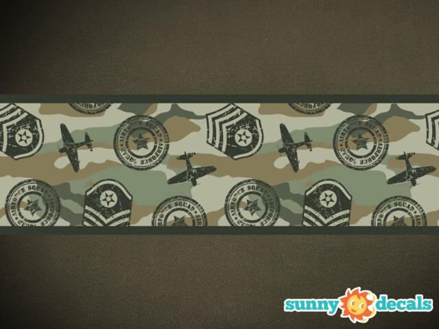 Military Camo Fabric Wall Border Decal Reusable, Repositionable - Set Of Two - image 1