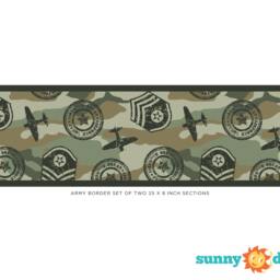 Military Camo Fabric Wall Border Decal Reusable, Repositionable - Set Of Two - thumbnail 3