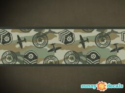 Military Camo Fabric Wall Border Decal Reusable, Repositionable - Set Of Two - thumbnail 1