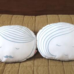 Limited Edition Guy Face Plush Pillow in Light Grey Blue Print - thumbnail 4