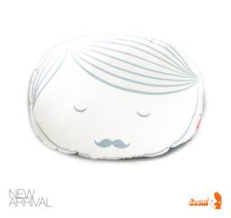 Limited Edition Guy Face Plush Pillow in Light Grey Blue Print - thumbnail 1
