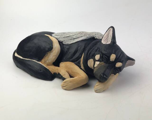 Custom Clay Pet Sculpture Dog Memorial Portrait With Angel Wings - image 1