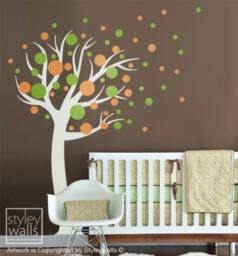 Polka Dots Tree Wall Decal, Circles Decal For Nursery Decor, Baby Room Decals, Sticker Decor - thumbnail 3