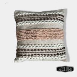 Maxlume ~ 18x18 Plaited Cushion, Woven Pillow Cover, Plait Detail, Braided Pillow, Wool Boho Filled - thumbnail 2