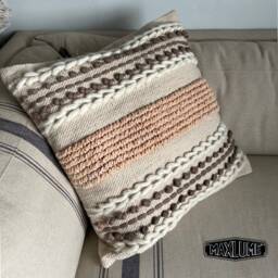 Maxlume ~ 18x18 Plaited Cushion, Woven Pillow Cover, Plait Detail, Braided Pillow, Wool Boho Filled - thumbnail 3