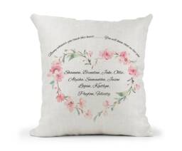 Personalised Cushion, Nanny, Mum, Nan, Grandma Etc.. Whenever You Touch This Heart Will Know That We Love You.. Pretty Pink Floral - thumbnail 1