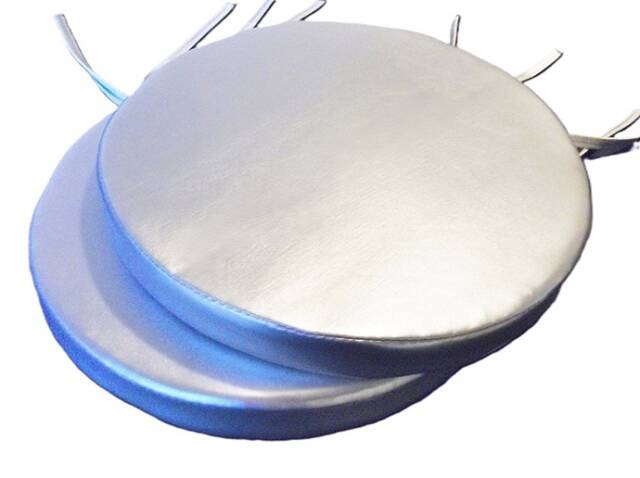"2 Silver Faux Leather Round Dining Garden Chair Cushion Seat Pads 12"" To 20" - image 1
