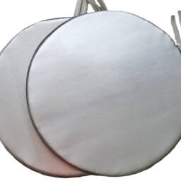 "2 Silver Faux Leather Round Dining Garden Chair Cushion Seat Pads 12"" To 20" - thumbnail 2