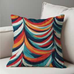 Colorful Feather Brushstroke Cushion Cover, Bold Abstract Decorative Pillow Mid Century Modern Living Room Decoration - thumbnail 4