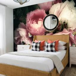 Pink Roses Wall Mural Dark Floral Peel & Stick Wallpaper - thumbnail 2