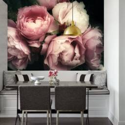 Pink Roses Wall Mural Dark Floral Peel & Stick Wallpaper - thumbnail 3