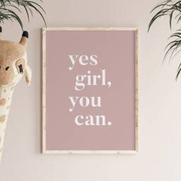 Yes You Can Pink Rainbow Nursery Print Scandi Girls Room Decor - thumbnail 3