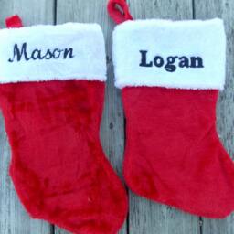Personalized Christmas Stocking, Monogrammed Gift Bag, Gift, Holiday Decor, Santa Winter Decor - thumbnail 2