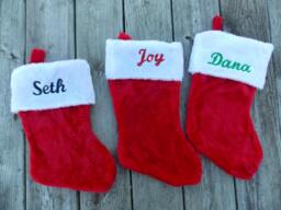 Personalized Christmas Stocking, Monogrammed Gift Bag, Gift, Holiday Decor, Santa Winter Decor - thumbnail 1