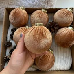Christmas Ornaments Balls Tree Golden Handmade Velvet Decorations Decoration - thumbnail 4