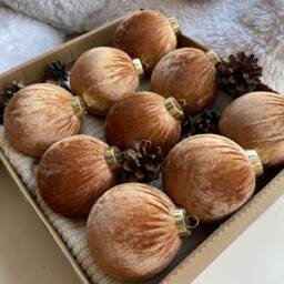 Christmas Ornaments Balls Tree Golden Handmade Velvet Decorations Decoration - thumbnail 2