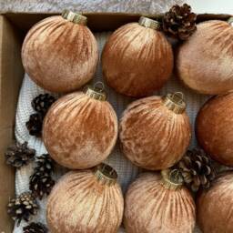 Christmas Ornaments Balls Tree Golden Handmade Velvet Decorations Decoration - thumbnail 3