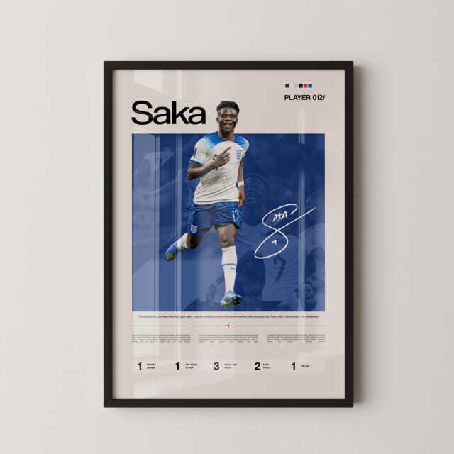 Bukayo Saka England Starboy Poster, Football Wall Art, Soccer Print, Winger Stats Gift - image 1