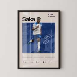 Bukayo Saka England Starboy Poster, Football Wall Art, Soccer Print, Winger Stats Gift - thumbnail 1