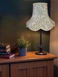 William Morris Forest Green Snakeshead Curtains Fabric Scalloped Lampshade Coffee Braid, Bespoke British Handmade - thumbnail 1
