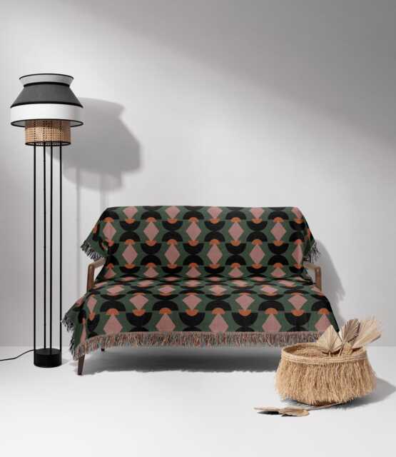 Vintage-Inspired Geometric Cotton Blanket - image 1