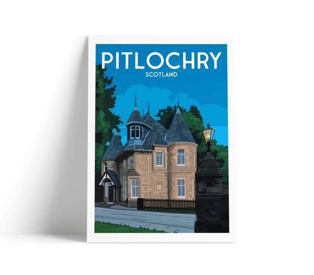 Pitlochry Print - Perthshire Travel Poster Scotland