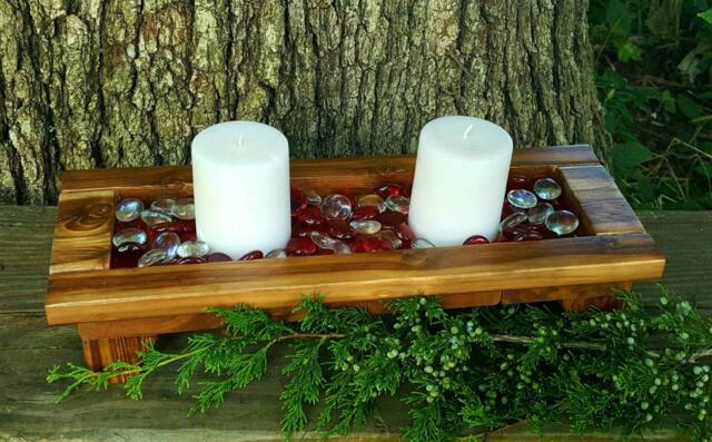 Handmade Wood Candle Tray, Rustic Wood Candle Tray, Holder, Holder Set, Farmhouse Decor - image 1