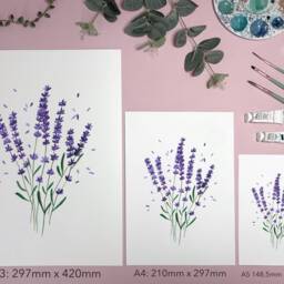 Lavender Art Print - Wildflower Bouquet Poster Purple Lilac Floral Watercolour Illustration Gift For Gardeners A5, A4 Or A3 - thumbnail 3