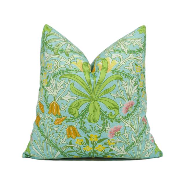 Ben Pentreath For William Morris - Woodland Weeds Orange/Turquoise Floral Cushion Cover Handmade Throw Pillow Designer Home D??cor - image 1