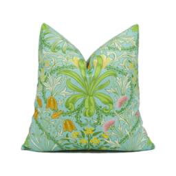 Ben Pentreath For William Morris - Woodland Weeds Orange/Turquoise Floral Cushion Cover Handmade Throw Pillow Designer Home D??cor - thumbnail 1