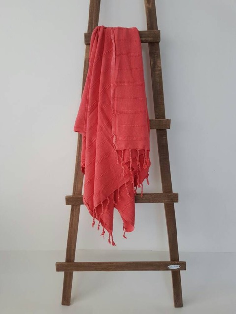Ultrasoft Red Fouta - Beach Blanket- Big Daily Towel Luxury Bath Camping Throw Spa Tassel Sarong Yoga Mat - image 1