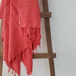 Ultrasoft Red Fouta - Beach Blanket- Big Daily Towel Luxury Bath Camping Throw Spa Tassel Sarong Yoga Mat - thumbnail 2