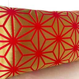 Red & Golden Brocade Pillow Cover, Geometric Case, Japanese Obi Brocade, Sofa Bedding Kimono Throw Case - thumbnail 4