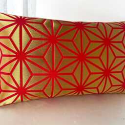 Red & Golden Brocade Pillow Cover, Geometric Case, Japanese Obi Brocade, Sofa Bedding Kimono Throw Case - thumbnail 3