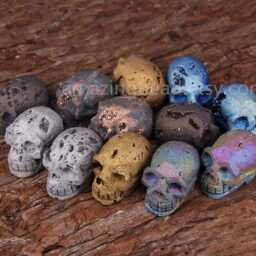 1Pcs Sale, More Color Choice, Carving Skull Head Titanium Druzy Aagte Skull, Raw Drusy Geode Sculpture Skull, Large Craft Jewelry Findings - thumbnail 3