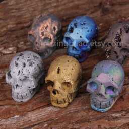 1Pcs Sale, More Color Choice, Carving Skull Head Titanium Druzy Aagte Skull, Raw Drusy Geode Sculpture Skull, Large Craft Jewelry Findings - thumbnail 2