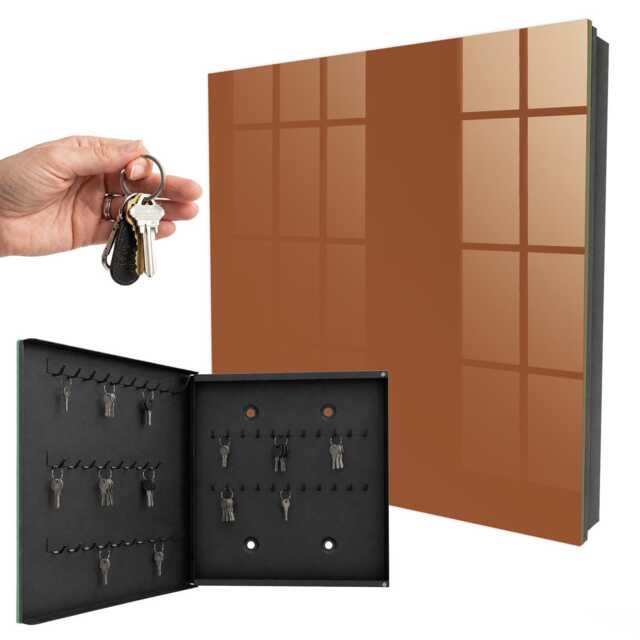 Dark Orange Key Cabinet For Home, Brown Box Minimalist Backgrounds & Patterns, Lovers Of Decor - image 1